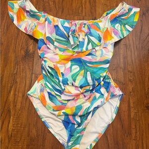 La Blanca Colorful Leaf Print One Piece Swimsuit